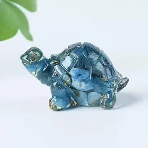 Resin-Wrapped Natural Crystal Turtle Decoration Statues, Decorative Sculptures, Colorful Epoxy Craft Ideal for Christmas Party Decor, Unique Home Accent, Home Ornaments, Home Decor Accessory