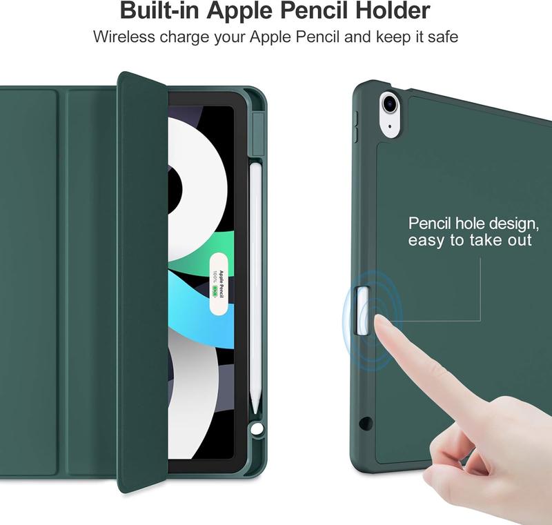 iPad Case/iPad 10th Generation Case [11-Inch 2025/10.9 Inch 2022] with Pencil Holder, Smart Cover with Soft TPU Back [Support Auto Wake/Sleep] Blue Protective Protection Green Tablet Computer