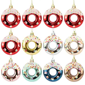 Christmas Plastic Tree Topper Star Hanging Ornaments Donut Candy Bagel Shapes Festive Christmas Tree Decor