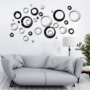 72 Pieces Wall Stickers Acrylic Circle Mirror Removable round Dots Mirror Wall D