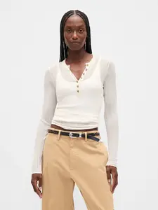 Gap Women's Sheer Rib Henley Sweater