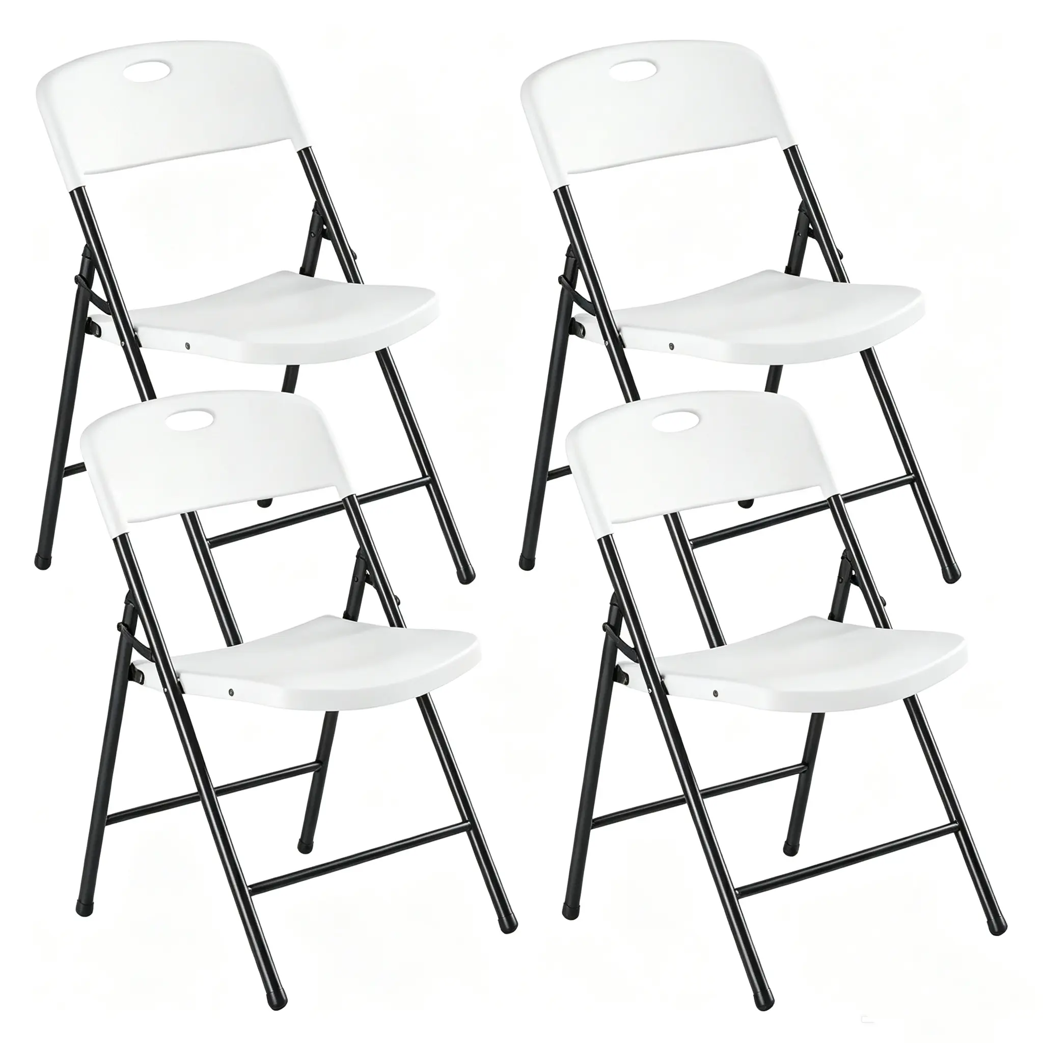 Heavy-Duty Plastic Folding Chair - Ergonomic Back, 330 Lbs Weight Capacity, Stackable, Portable for Home, Party Use (Indoor Living Room Furniture, Portable Folding Chairs), Plastic Folding Chairs