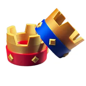 Royale Battle Clash Crown 3D Printed Gift for Gamers and Collector Red and Blue Crowns Emote Gold Filament Decor Mobile Collectibles Cake Topper Streamer Background unique home decoration accessory