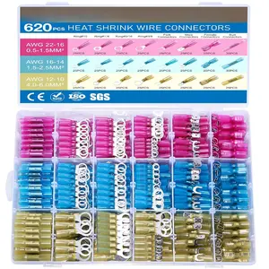 620PCS Heat Shrink Wire Connectors Electrical Connectors Kit Wire Connectors Kit, CEACHOI Marine Grade Waterproof Terminals Butt Connectors, Spade Fork Ring Butt Splices