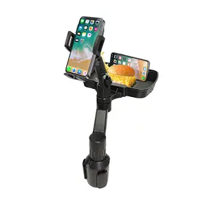2-In-1 Phone Stand Tray, Car Tray Extender with Adjustable Base, 360 Degree Rotating Phone Holder for Most Smartphones