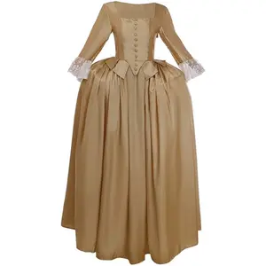 Revolutionary-Era Inspired Gown - Elegant Historical Costume Dress for Women Apricot