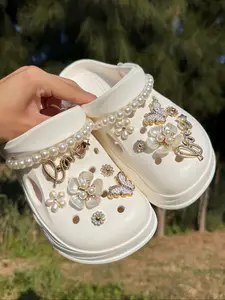 14 Piece Casual Shoe Accessories Set, Easy Install Detachable DIY Decorations, Bling Shoe Charms, Perfect for Custom Mary Janes, Garden Shoes, Sandals, Slippers, Beach Bags