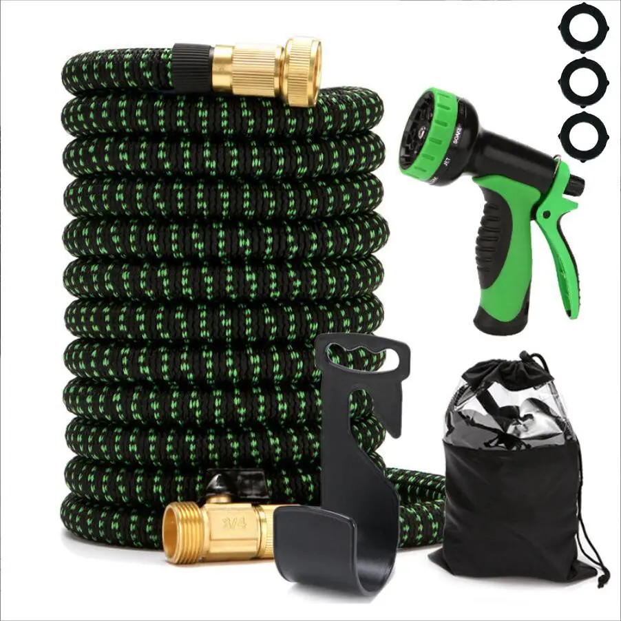 50FT Flexible Garden Hose, 4X Stronger Deluxe Heavy-Duty Expandable Model with 3/4 Brass Fittings, Versatile for Gardening & Outdoor Use, Garden Watering Hose