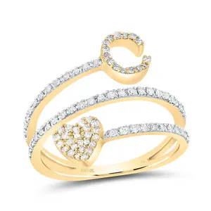 3/8Ctw-Nat Dia Nk Gift Initial "C" Heart Ladies Ring (2.42 grams)