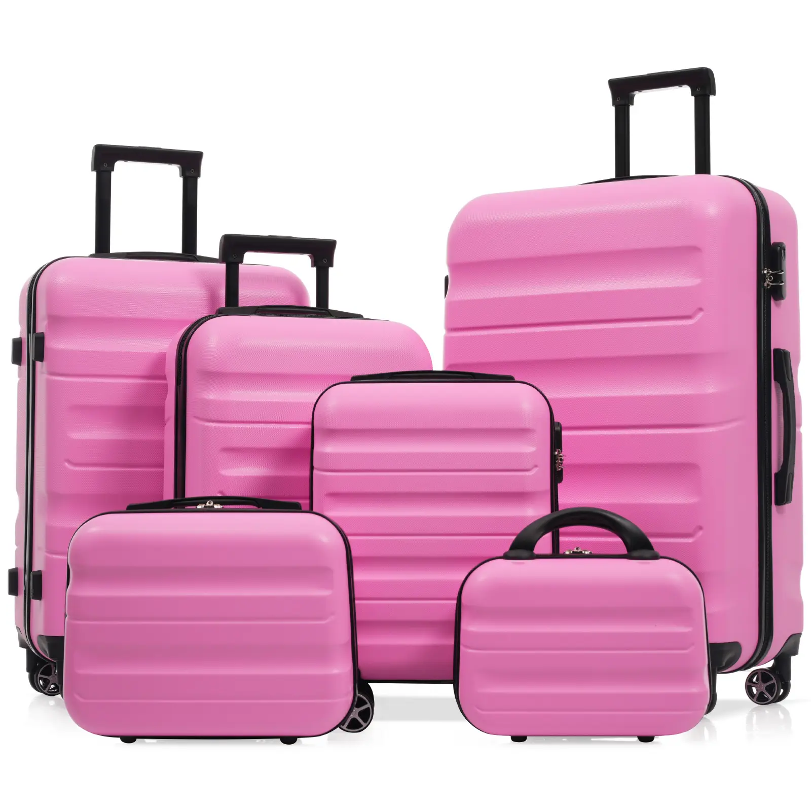 6-Piece ABS Hardshell Luggage Set - Lightweight & Durable Suitcases with Dual Spinner Wheels, Carry-On & Check-In Sizes for Travel & Business Traveling Bags