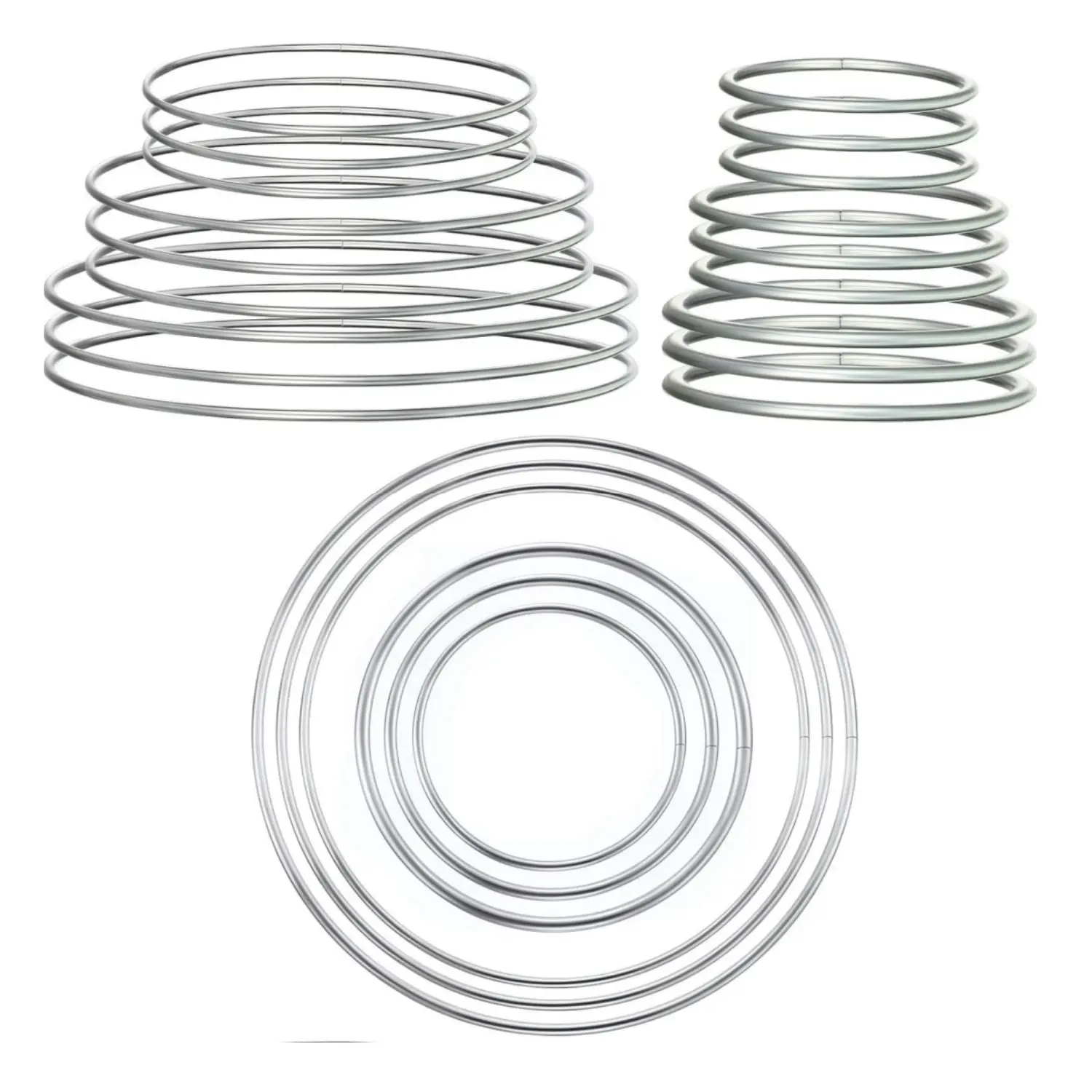 24-Piece Smooth Durable Multi-Size Silver Steel Circle Metal Rings - 6 Sizes (Including 1.2 in) DIY Style Macrame Craft Hoops for Wreaths, Bag Handles, Christmas Adornments - Home Improvement Building Supplies Wallpaper & Wall Trim