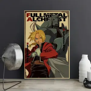 1pc Fullmetal Alchemist Anime Art Decor Poster -  Frameless Canvas, Vibrant Wall Art for Living Room, Bedroom, Office, Restaurant, Bar - Modern Contemporary Home Decor, Perfect Gift Idea, Bedroom Artwork, Dynamic Character Design, Highquality Print
