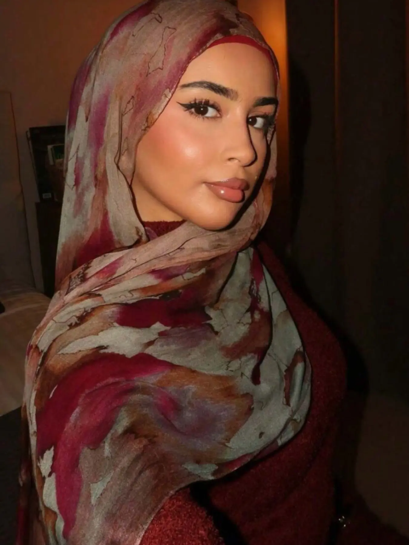 1pc Women Turban Hijab Bohemian Style Watercolor Print Headscarf, Sun-Protection Muti-Color Polyester Scarf, Elegant Multi-Purpose Shawl For Everyday UseFor Dress