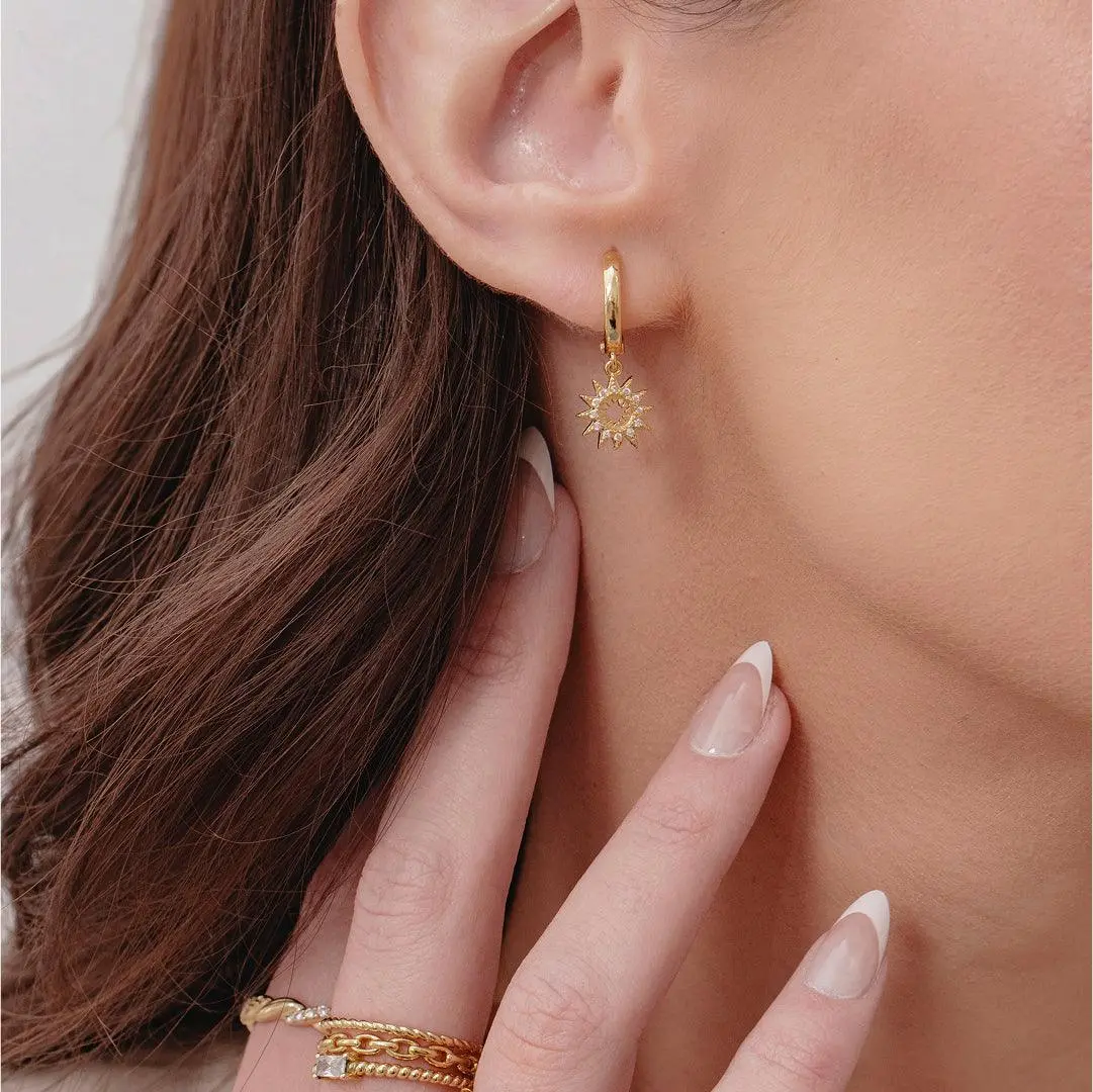 EVRY JEWELS Gold or Silver Plated Women's Cosmic Star Earrings