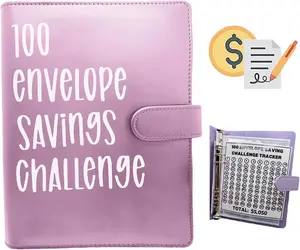 100 Envelope Challenge Binder, Savings Challenges Sheets，Easy and Fun Way to Save $5,050, Budget Binder with Cash Envelopes, Savings Challenges Binder, Budget Planner Book Budgeting