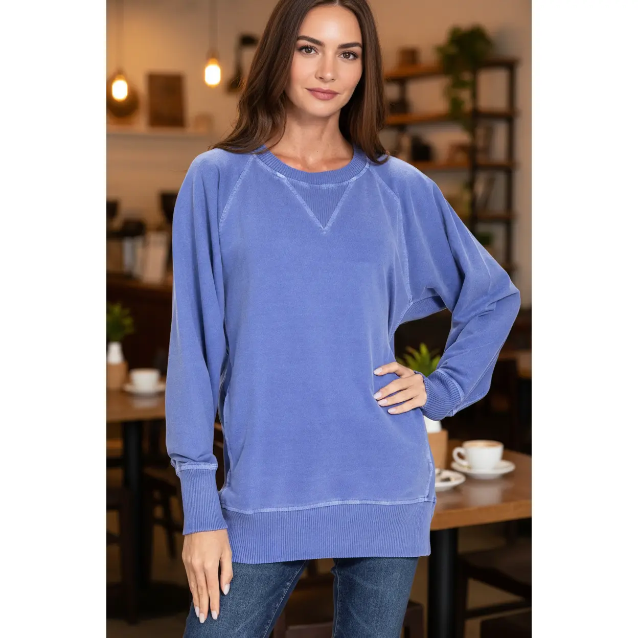 Zenana Pigment Dyed French Terry Pullover with Pockets, Hoodie, Vintage