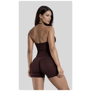 Coral Canton Halter Top & Impact Short Set