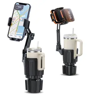 Cup Holder Phone Holder For Your Car 2-In-1 Hold Bottle 2026 Ultra Stable Cup Holder Cell Phone Mount For Car with 2 Size Base Universal Fit Car Trunk Fit iPhone Android Hands Free 11'' High Adjustable