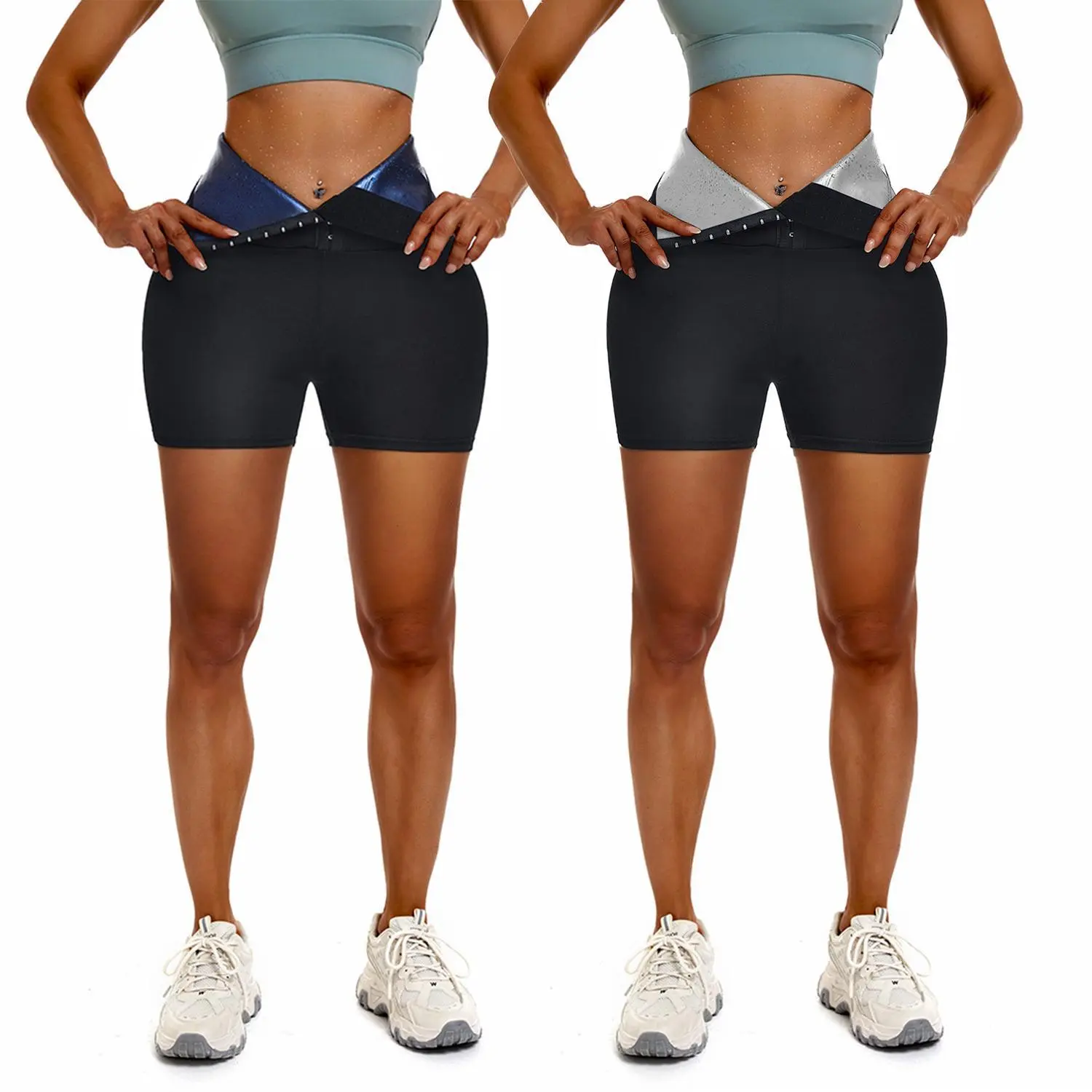 Women's High Waisted Corset Leggings Sweat Tummy Control Compression Workout Shorts Sauna Waist Trainer Leggings Gymclothes Athletic Bottoms
