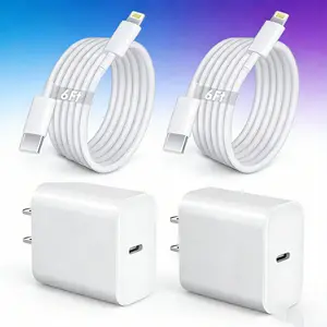 10-Foot Fast Charger Kit | 2-Pack 20W PD TypeC-PD Charger Blocks + 10-Foot Charging Cables, Compatible with 14/14 Pro/13/13 Pro Max/12/11 Pro/11 Mini