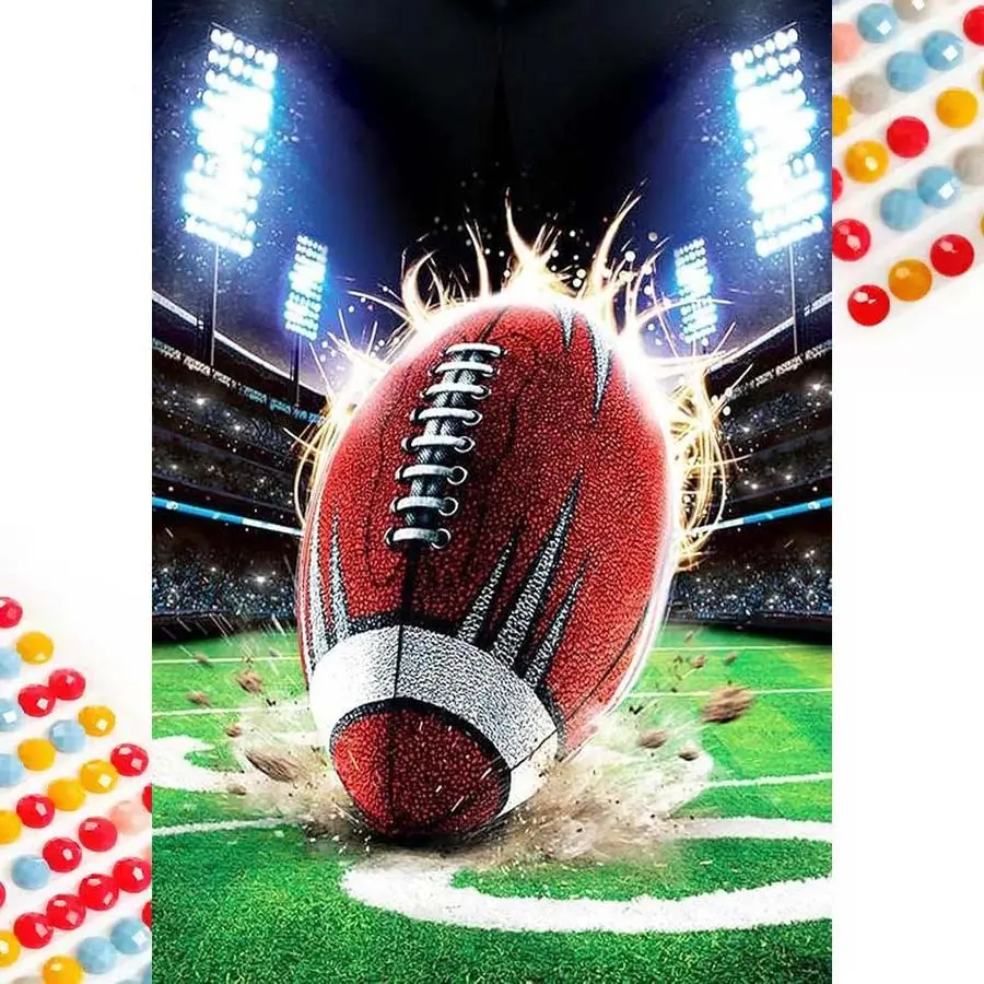 5D DIY Full Drill Round Diamond Painting - Diamond Art Kit, Football, Explosion, Field Mosaic, Canvas - DIY Decor Painting, Home Wall Art, Crafts, Suitable for Halloween and Christmas, Birthdays and Anniversaries Gifts, Diamond Painting Kits