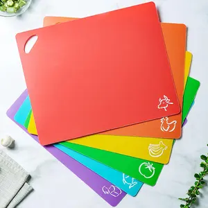 Colorful Cutting Board Set, 6pcs/set Non-slip Thin Plastic Chopping Board, Fruit & Vegetable Cutting Board, Kitchen Supplies