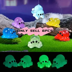 UV Glow Mini Resin Spider Figurines Set of 6, Multi-Color Glow in the Dark Spiders for Halloween Decor, Fairy Garden Accessories, No Batteries Needed