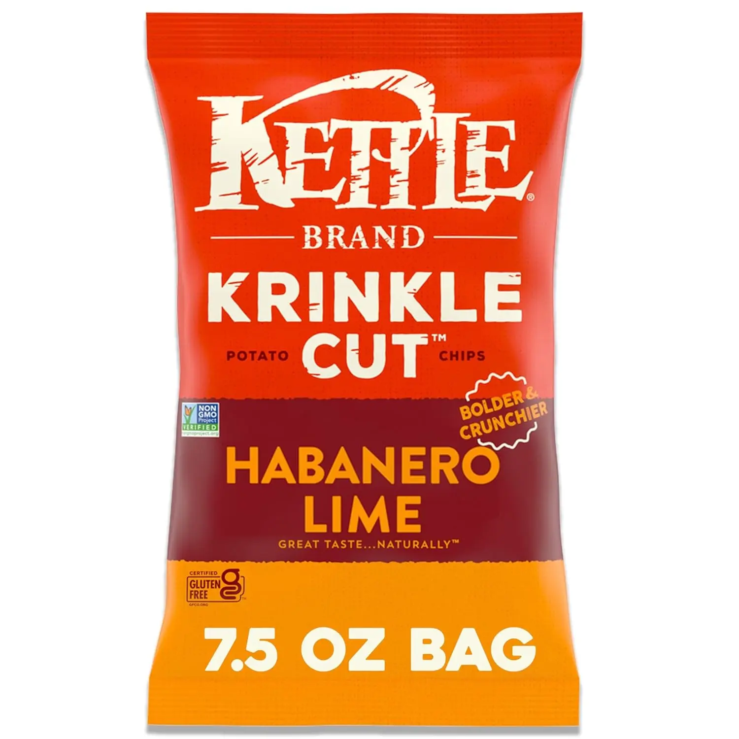 Kettle Brand Potato Chips Krinkle Cut Habanero Lime Chips, 7.5 Oz