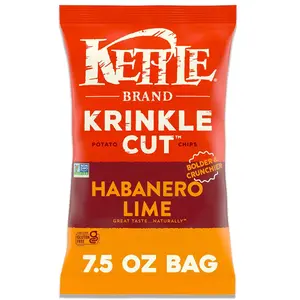 Kettle Brand Potato Chips Krinkle Cut Habanero Lime Chips, 7.5 Oz