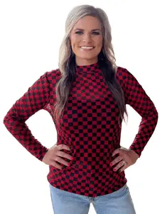 Pep Rally Mesh Top Red & Black