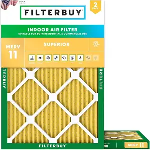 Filterbuy 14x16x1 Air Filter (2-Pack), Pleated MERV 11 Allergen Defense HVAC AC Furnace Air Filters (Actual Size: 14.00 x 16.00 x 0.75 Inches)