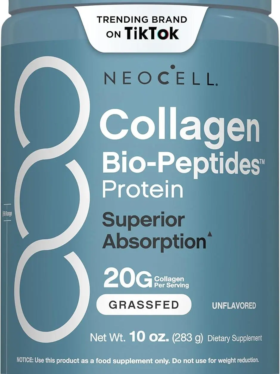 NeoCell Collagen Bio-Peptides Powder | 10oz | Super Hair, Skin, and Nails | Superior Absorption | Grassfed Protein Supplement | Advanced with 18 Essential Amino Acids
