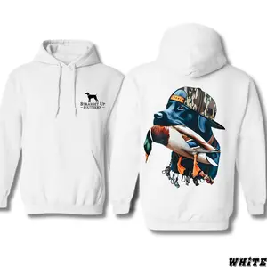 Straight Up Southern Hoodie - Bold Black Hunting Dog with Duck Graphic, Unisex Sweatshirt for Outdoor and Waterfowl Hunters, Casual Style, Printed, Soft, Spandex, Winter