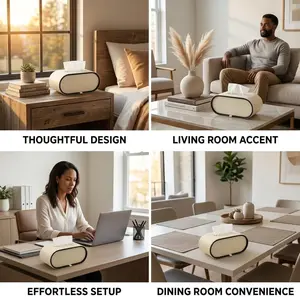 Minimalist leather paper box, modern oval tissue box, modern oval tissue box, desktop multifunctional storage box