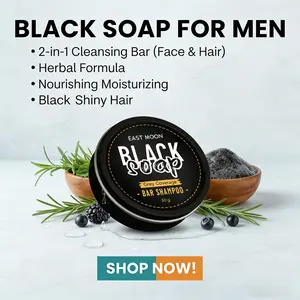 Natural He Shou Wu Black Soap Bar Shampoo, Deep Grey Hair Coverage & Darkening with Black Sesame & Ginger. Portable Solid Bar, Compact Tin for Daily Routine, 80g.