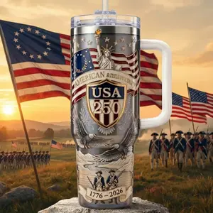 3D Printed USA 250 Anniversary Tumbler 40oz American Patriotic Eagle 1776 2026 Gift