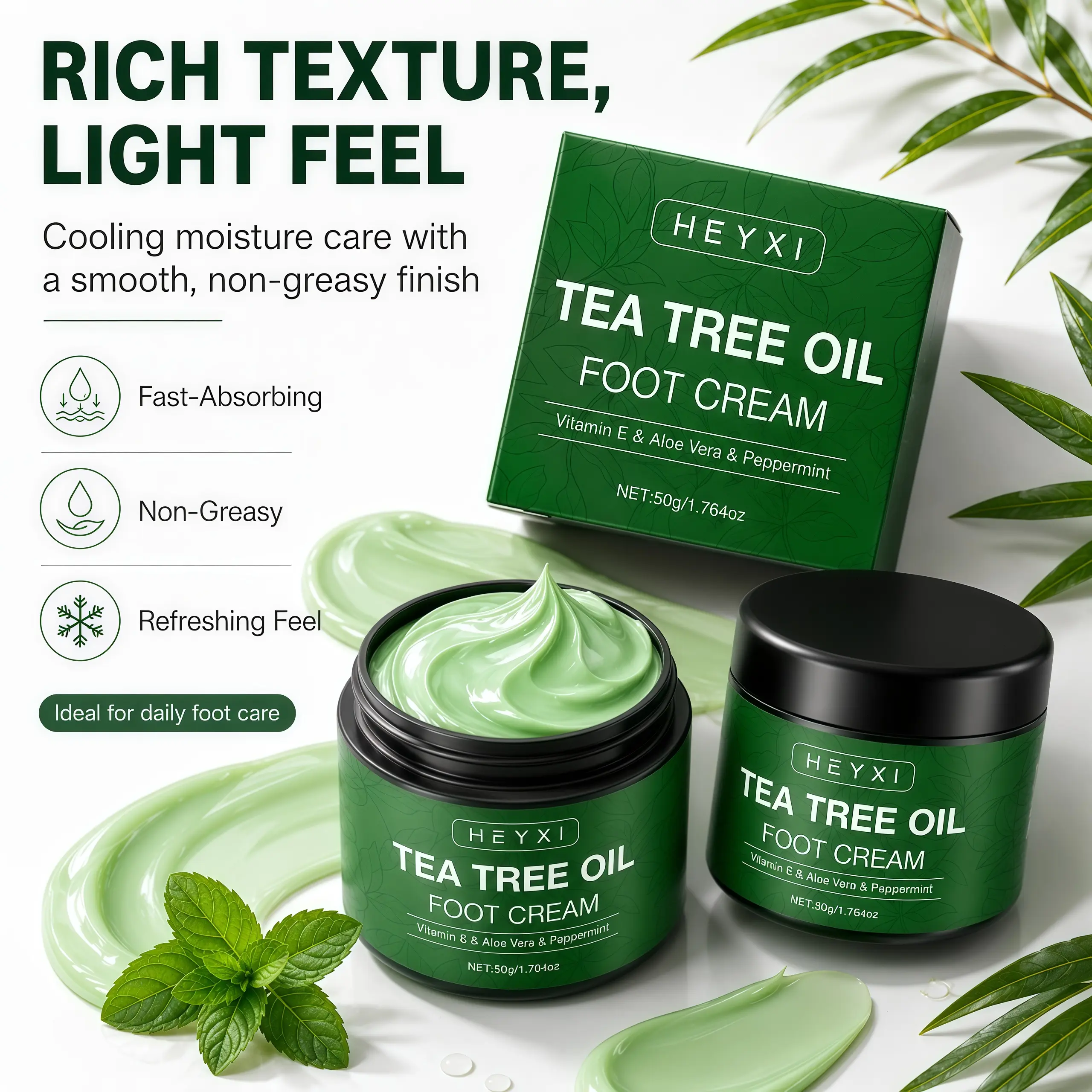 Foot Repair Cream with Tea Tree – Gently Hydrates and Helps Soften Dry, Cracked Heels