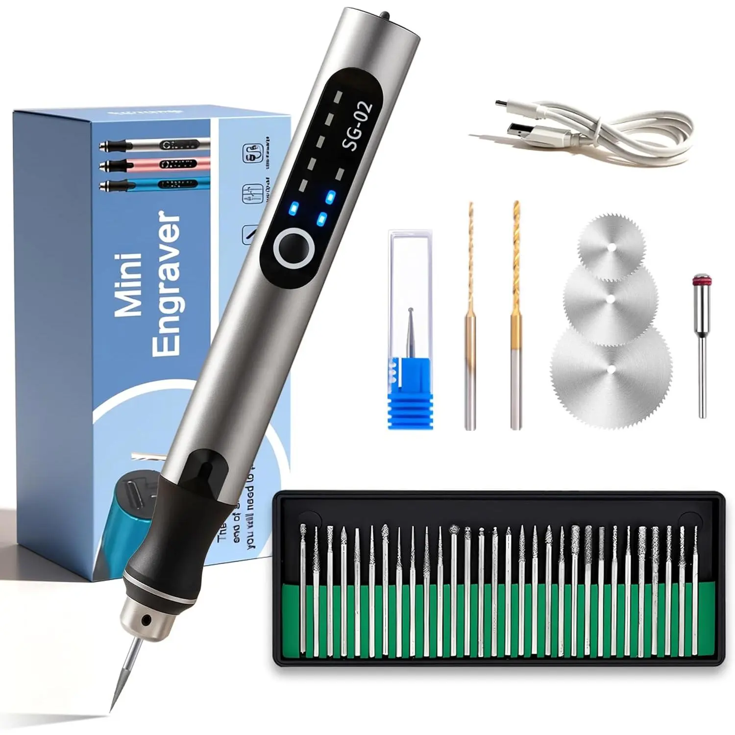 Cordless USB Rechargeable DIY Engraver Tool - 35 Bits Set, 3 Speeds RPM Speed Control, 3.7V, All-Aluminum Body, Stable Bit, Overload Power-Off Protection for Jewelry, Metal