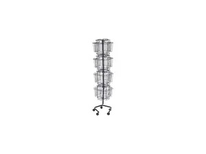 Wire Rotary Display Racks, 32 Compartments, 15w x 15d x 60h, Charcoal