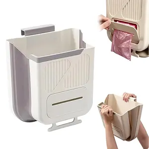 Hanging Garbage Storage Bucket Foldable Kitchen Trash Can Wall Mounted Trash Bin with Lid Space Saving for Home Kitchen RV Camping
