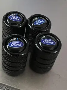 4x Black Ford Tire Valve Stem Caps For Truck Car Universal Fitting Digital Tire
