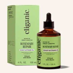 Cliganic Rosemary Strand & Scalp Oil with Biotin and Jojoba (4oz) – With Herbal Organic Ingredients - Serum To Smooth & Soften Frizzy, Damaged Hair, Split Ends & Dry Scalp, Promote Fuller-Looking Hair