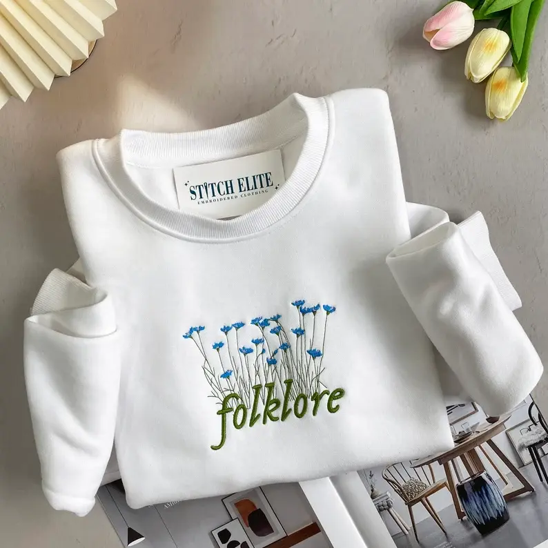 Folklore TS Embroidered Sweatshirt, Tour 2023 Embroidered, Singer Embroidered Gift for Fan