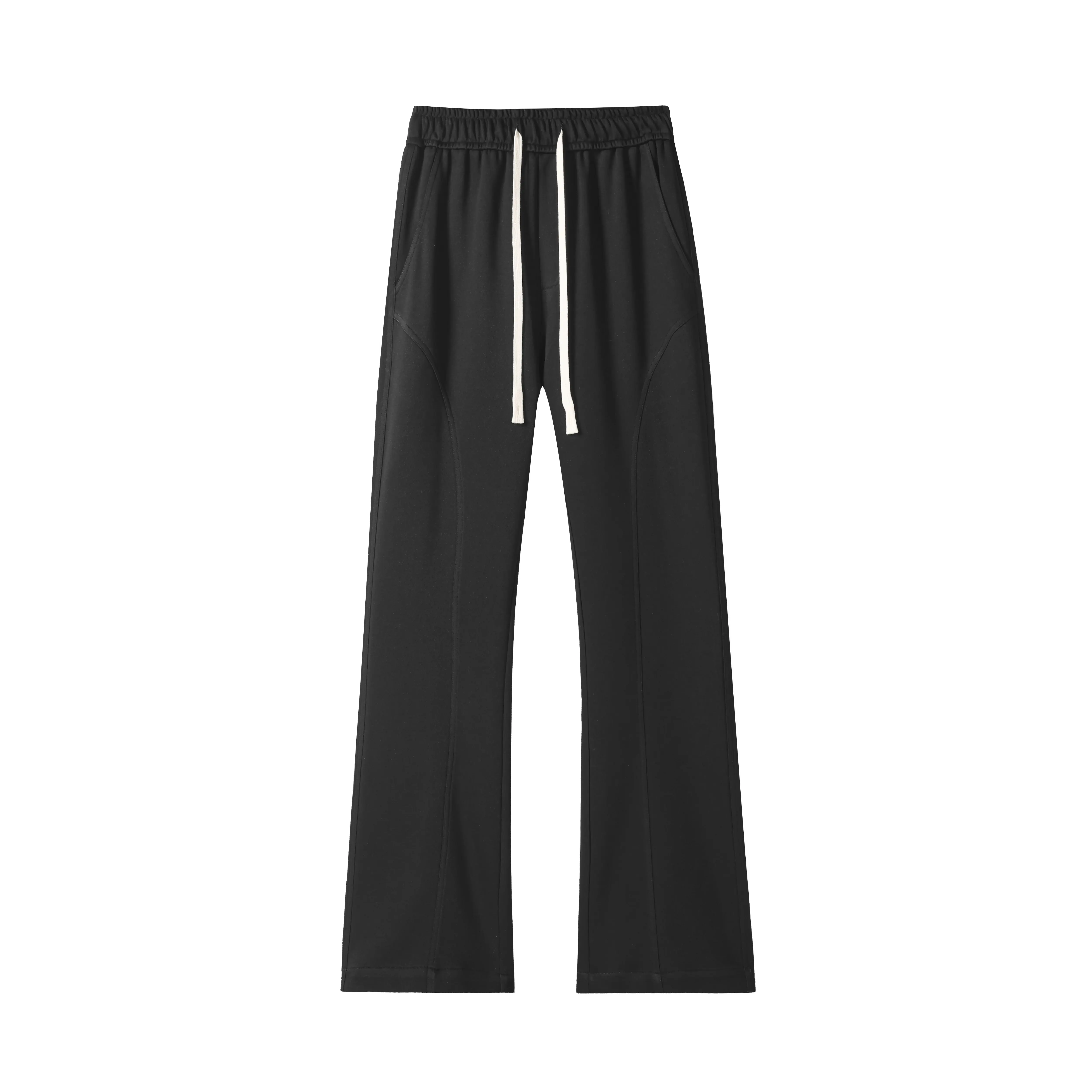 Men's Plain Flared Sweatpants with Mid Waist and Adjustable Drawstring, Stylish Baggy Wide Leg Fit for Casual Wear, Flared Pants, Baggy Wide Leg Men's Pants, Adjustable Drawstring Men's Pants, Loose-Fit