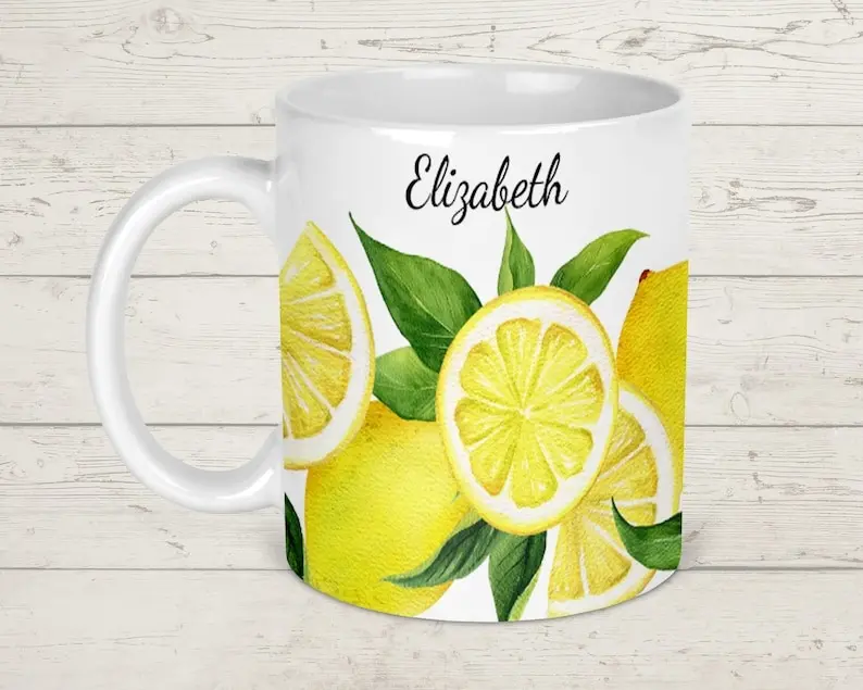 [Sale off up to 70%] Personalized Lemon Mug, Coffee Mug, Lemon Lover Gift, Summer Mugs, Cute Lemon Mug, Kitchen Decor