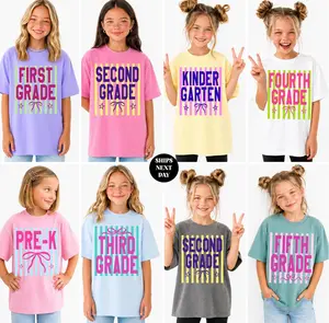 Back to School Shirt Grade Level Youth Tees, Kindergarten Gift, Preschool Tshirt, Pre-K 1 2 3 First Second Third Fourth Fifth Grade Tee