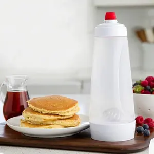 [ Kitchen Hacks ] Pancake Bottle, Batter Dispenser and Mixer with BlenderBall Wire Whisk for Cupcakes, Muffins, Crepes, Art One-Click Clean Drip-Proof Design Detachable Kitchen