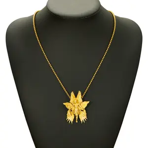 New Arrival Retro Eight-Winged Angel Goddess Archery Necklace European American Exaggerated Fashion Vintage Gold Plated Pendant for Fashion Lovers