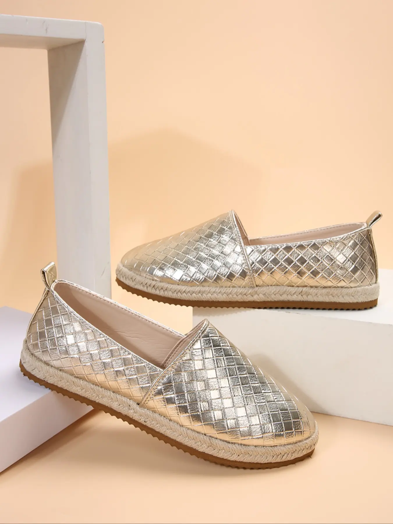 Casual Vacation Style Straw Wedge Heel Roman Sandals, Geometric Pattern Plain Fisherman Shoes, Comfortable Soft Women's Shoes Slip On Shoe for Spring Summer, Beach Casual Shoes, Casual Lifestyle Footwear, Footwear