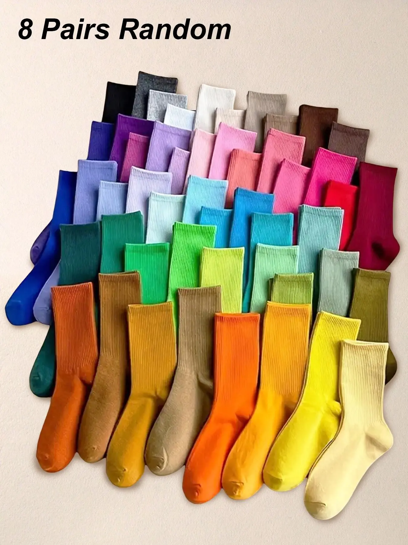8/12 Pairs Women's Candy Color Thigh-High Crew Socks, Moisture-Wicking Breathable Multi-Use, Slim-Fitting Preppy Style for All Seasons
